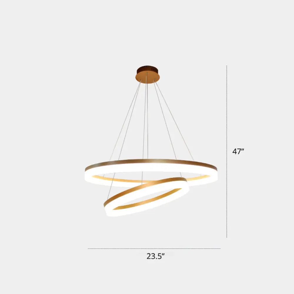 Gold Finish Acrylic Loop Led Ceiling Chandelier - Elegant Hanging Light For Dining Room 2 / Remote