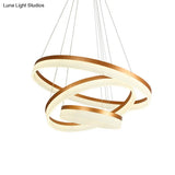 Gold Finish Acrylic Loop Led Ceiling Chandelier - Elegant Hanging Light For Dining Room