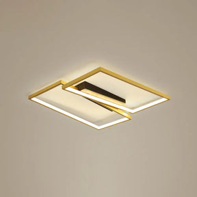 Gold Finish Ceiling Light Fixture: Simplicity Metal Led Flush Mount For Bedroom / 16.5’