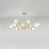 Gold Finish Dimpled Glass Cup Chandelier - Postmodern Hanging Lamp For Living Room 12 /