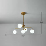 Gold Finish Glass Orb Chandelier - Contemporary Hanging Light For Living Room 5 / Cream