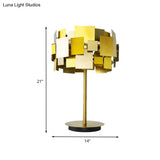 Gold Finish Metal Rectangle Table Lamp - Post-Modern Reading Light For Bedroom