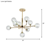 Gold Finish Post Modern Orb Chandelier - Glass Shade Hanging Lamp With 7/9/13 Lights