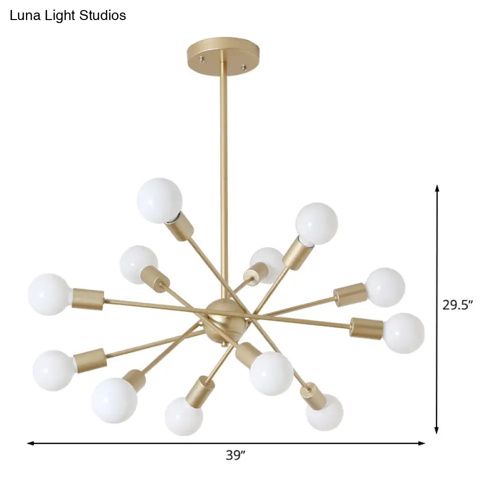 Gold Finish Sputnik Chandelier - Industrial Style 6/8 Light Suspension For Dining Room