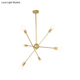 Gold Finish Sputnik Chandelier - Industrial Style 6/8 Light Suspension For Dining Room
