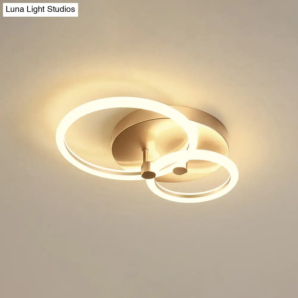 Gold Flush Ceiling Lamp With Led Lights - Simple Semi Mount Design For Bedrooms (16’/19’ Available)