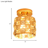 Gold Flush Mount Ceiling Lamp With Hand - Cut Crystal Spotlight