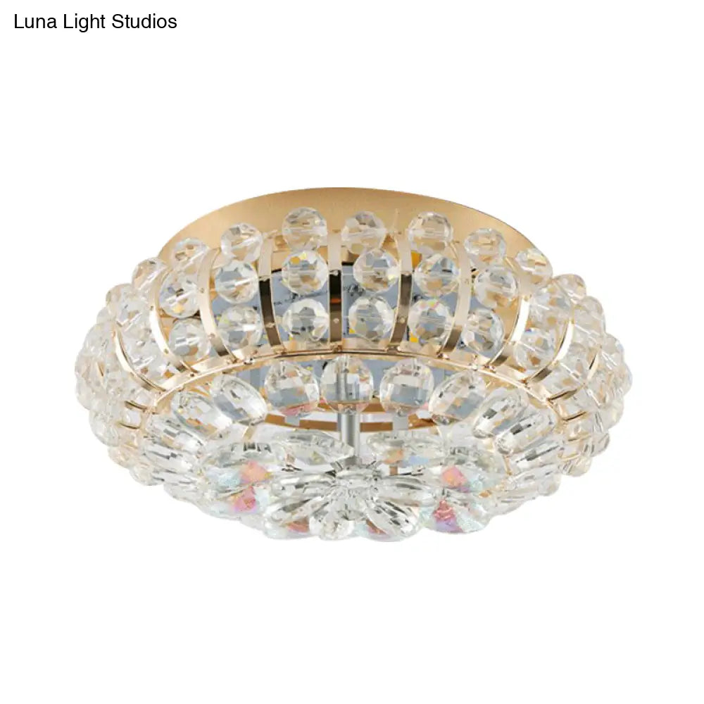 Gold Flush Mount Led Crystal Ceiling Light For Simple Corridors