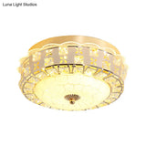 Gold Flush Mount Led Crystal Drum Hallway Lighting