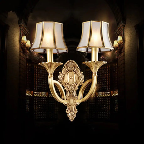 Gold Frost Glass Flare Wall Mounted Light - Classic Corridor Lighting 2 /