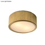 Gold Frosted Glass Ceiling Fixture - 3-Bulb Circular Flush Mount Recessed Lighting 12’/16’ Wide