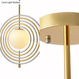 Gold Frosted Glass Orbit Pendant Light - Modern 1-Light Hanging Fixture For Dining Room With