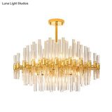 Gold Geometric Crystal Rod Chandelier Pendant Light - Postmodern Fixture