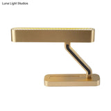 Gold Geometric Led Night Table Light For Study Room - Modern Metal Nightstand Lighting