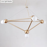 Gold Geometric Pendant Chandelier - Classic Metal Hanging Light For Bedroom