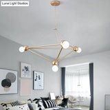Gold Geometric Pendant Chandelier - Classic Metal Hanging Light For Bedroom