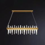 Gold Geometric Ring Led Ceiling Light With Faceted Crystal Chandelier / Small Rectangle