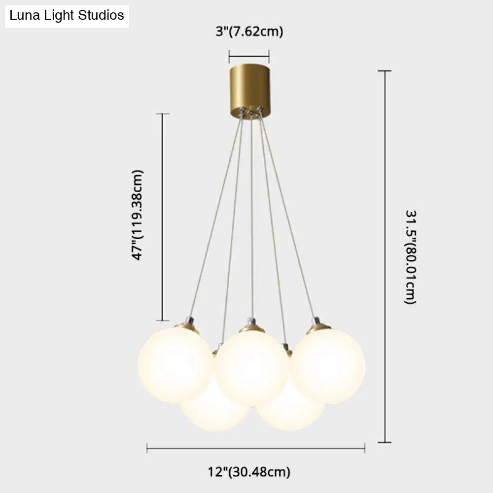 Gold Glass Bedroom Chandelier With Simplicity White Balloon Hanging Pendant Light