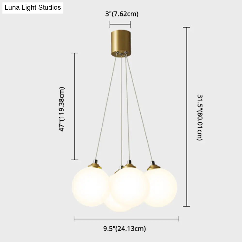 Gold Glass Bedroom Chandelier With Simplicity White Balloon Hanging Pendant Light