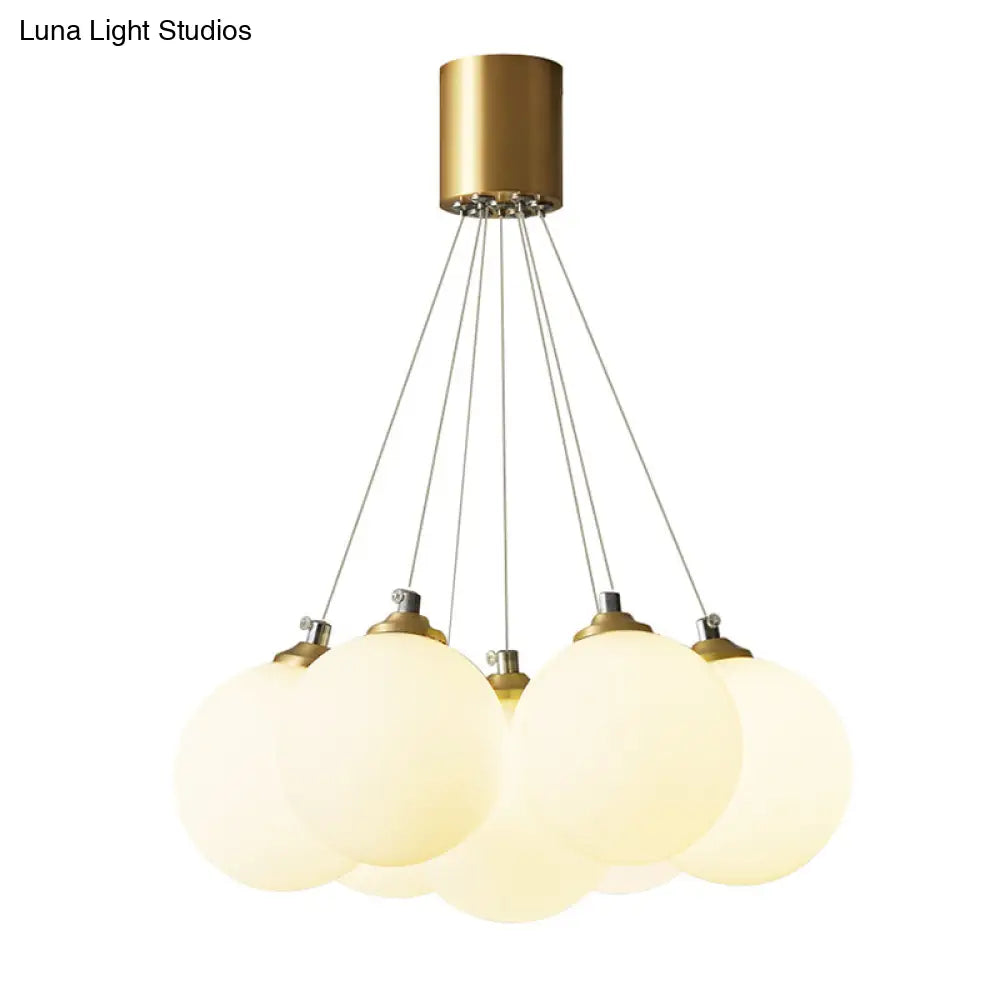 Gold Glass Bedroom Chandelier With Simplicity White Balloon Hanging Pendant Light