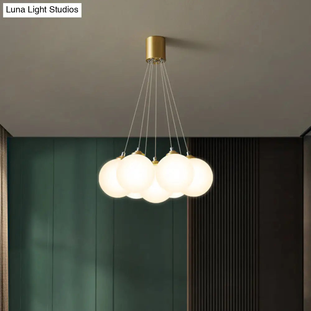 Gold Glass Bedroom Chandelier With Simplicity White Balloon Hanging Pendant Light