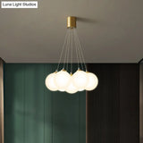 Gold Glass Bedroom Chandelier With Simplicity White Balloon Hanging Pendant Light