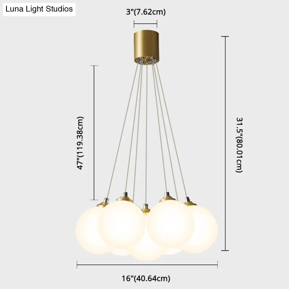 Gold Glass Bedroom Chandelier With Simplicity White Balloon Hanging Pendant Light