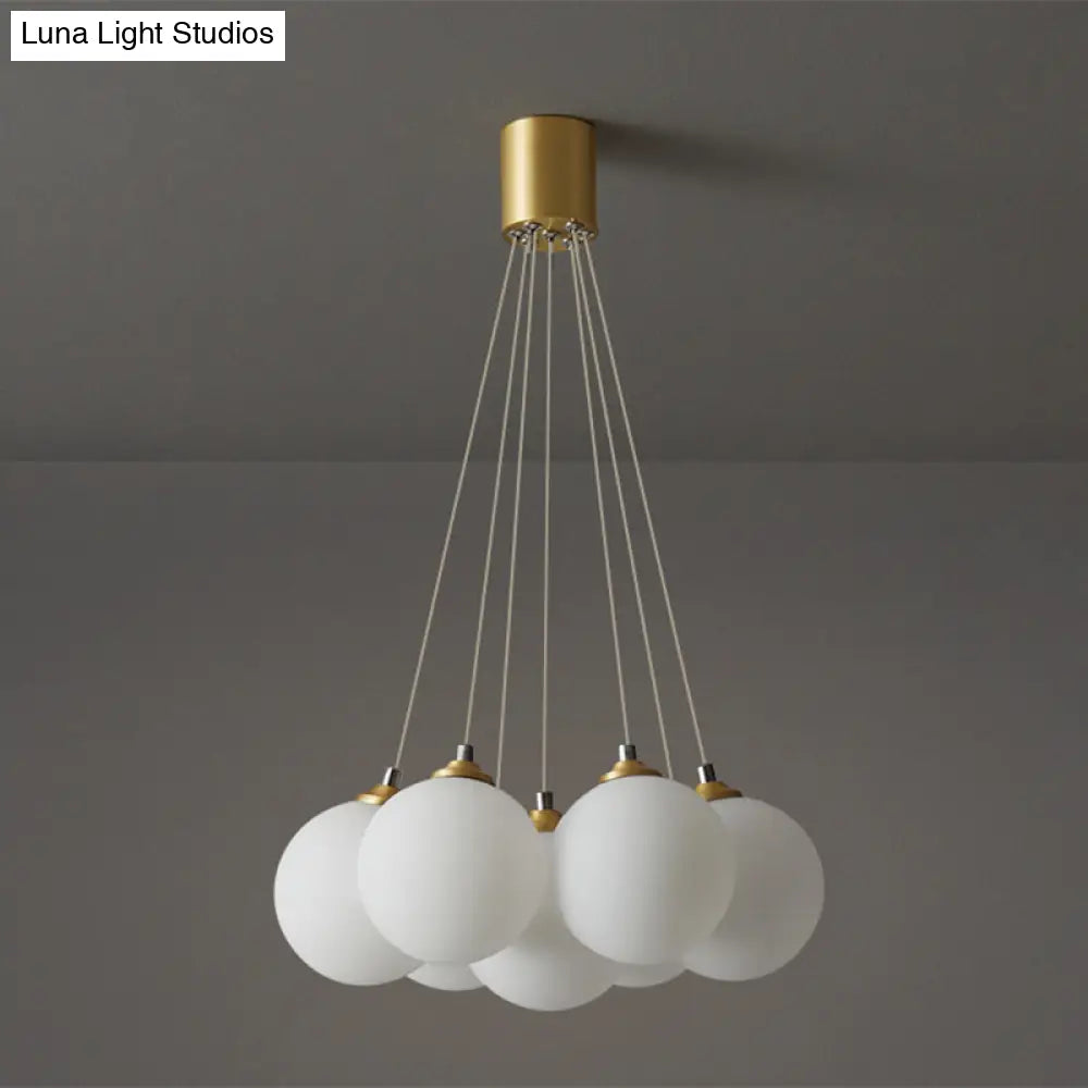 Gold Glass Bedroom Chandelier With Simplicity White Balloon Hanging Pendant Light