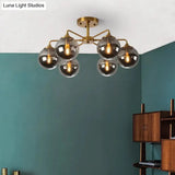 Gold Glass Ceiling Light For Modern Living Room
