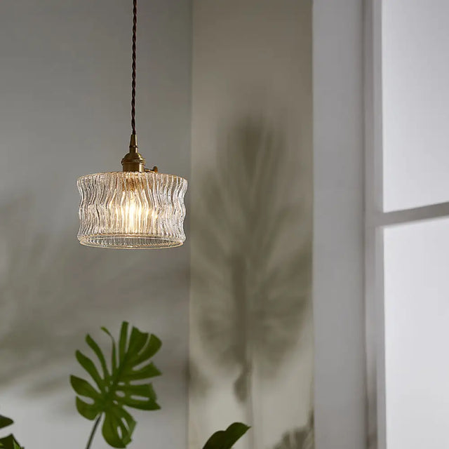 Gold Glass Pendant Light For Restaurant Ceiling From Industrial Drum Collection / B