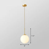 Gold Globe Pendant Light - Cream Glass 1-Light Simplicity Hanging Fixture / 6’ Cord