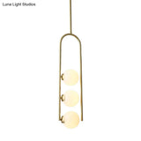 Gold Globe Semi Flush Ivory Glass Ceiling Mount Light With 3 Bulbs - Perfect For Dining Room
