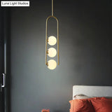 Gold Globe Semi Flush Ivory Glass Ceiling Mount Light With 3 Bulbs - Perfect For Dining Room