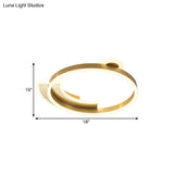 Gold Halo Ring Led Flushmount Ceiling Lamp - Modern Metal Dining Hall Lighting 18’/26’ Width