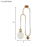 Gold Hanging Light Globe Pendant Lamp - Modern Opal Glass Shade For Living Room