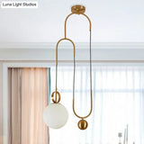Gold Hanging Light Globe Pendant Lamp - Modern Opal Glass Shade For Living Room