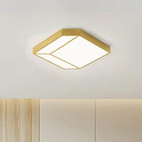 Gold Hexagon Led Flush Mount Ceiling Light With Acrylic Shade In Warm/White / Warm