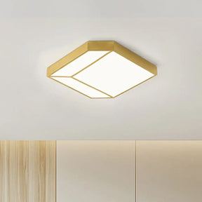 Gold Hexagon Led Flush Mount Ceiling Light With Acrylic Shade In Warm/White / Warm