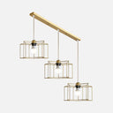 Gold Industrial Star Pendant Light With Cage Shade - 3 Lights For Hallway