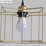 Gold Industrial Star Pendant Light With Cage Shade - 3 Lights For Hallway