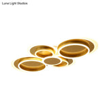 Gold Iron Ceiling Flush Mount Led Light For Parlor - Mid-Century Style With Warm/White
