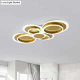 Gold Iron Ceiling Flush Mount Led Light For Parlor - Mid-Century Style With Warm/White