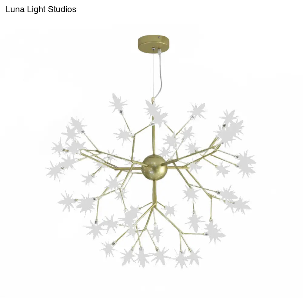 Gold Iron Starry Pendant Light Fixture - Modern 9/27/36-Light Chandelier For Dining Room