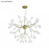 Gold Iron Starry Pendant Light Fixture - Modern 9/27/36-Light Chandelier For Dining Room