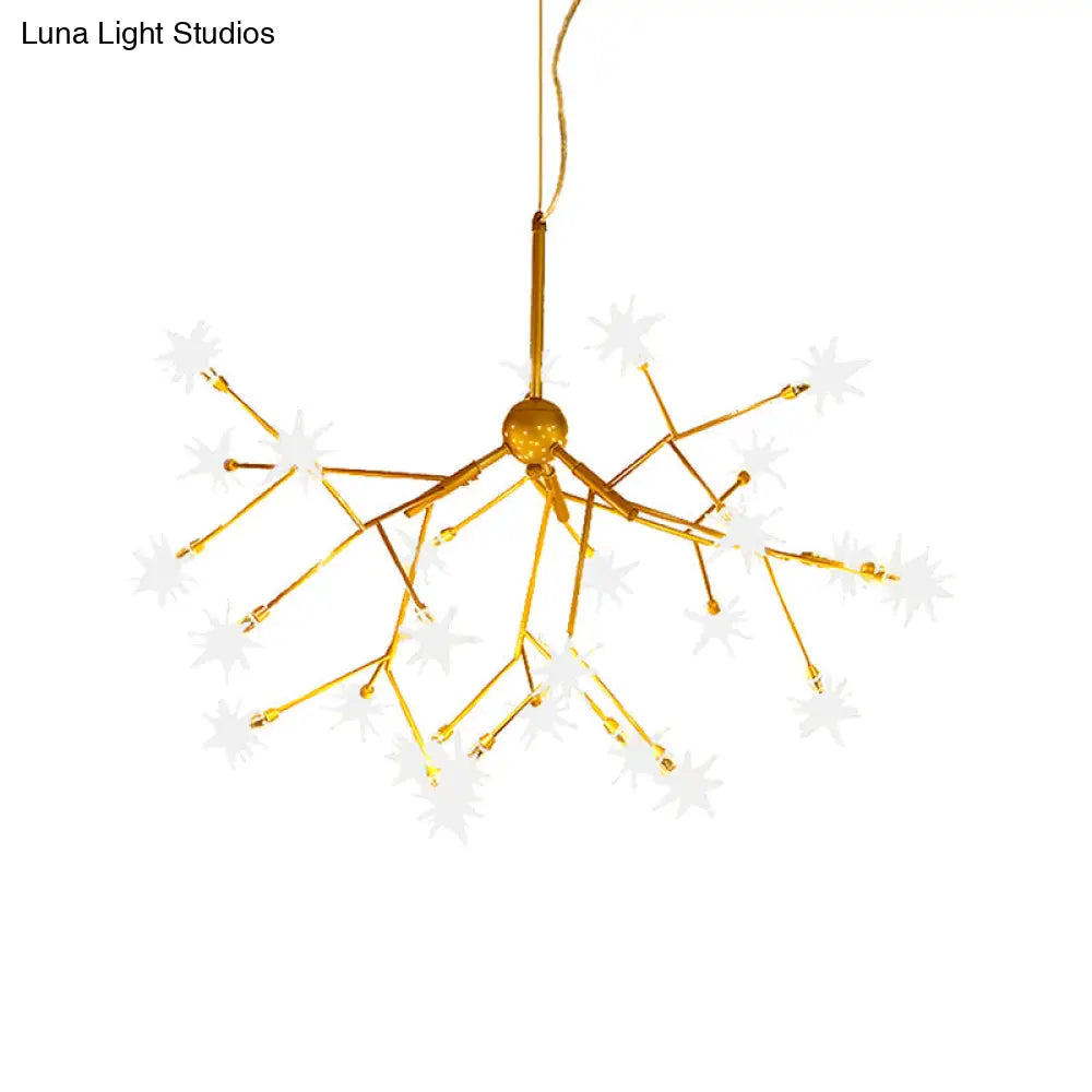 Gold Iron Starry Pendant Light Fixture - Modern 9/27/36-Light Chandelier For Dining Room