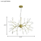 Gold Iron Starry Pendant Light Fixture - Modern 9/27/36-Light Chandelier For Dining Room