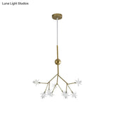 Gold Iron Starry Pendant Light Fixture - Modern 9/27/36-Light Chandelier For Dining Room
