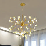 Gold Iron Starry Pendant Light Fixture - Modern 9/27/36-Light Chandelier For Dining Room 45 /