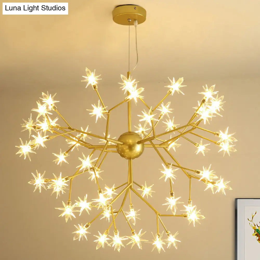 Gold Iron Starry Pendant Light Fixture - Modern 9/27/36-Light Chandelier For Dining Room