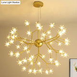 Gold Iron Starry Pendant Light Fixture - Modern 9/27/36-Light Chandelier For Dining Room